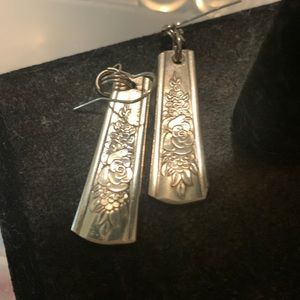 Silver spoon earrings
